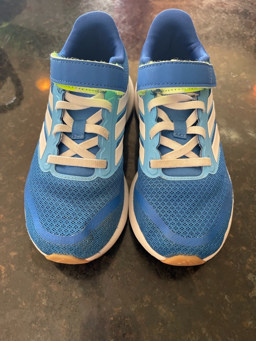 adidas Kids Blue and White Athletic Sneakers with Hook-and-Loop Strap
